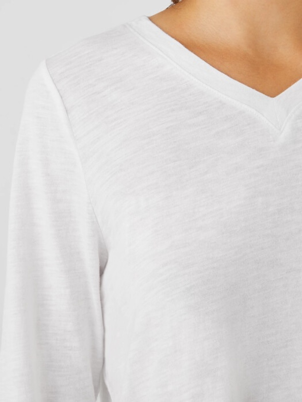 Eileen Fisher Organic Cotton Slub V-Neck Tee Long Sleeve Organic Cotton